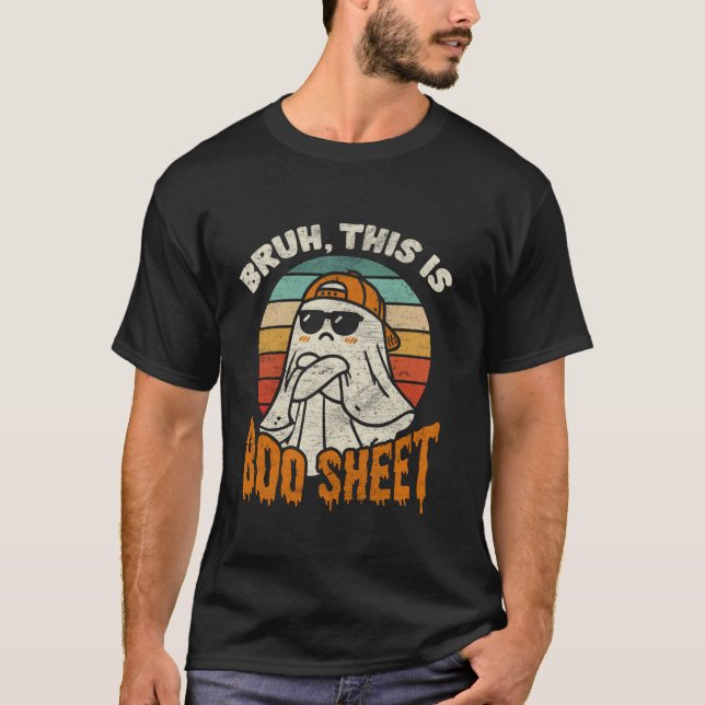 Bruh This Is Boo Sheet Cute Ghost Funny Halloween  T-Shirt (Front)