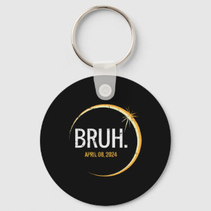 Bruh Total Solar Eclipse 2024 April 8 Men Boys Kid Key Ring
