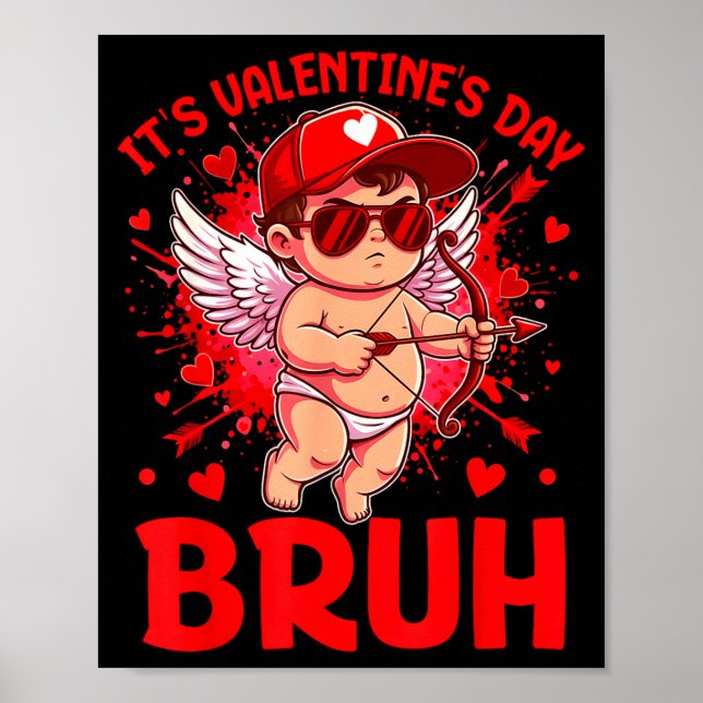 Bruh Valentines Day Boys Kids Funny Heart Valentin Poster (Front)