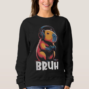 Bruh Video Games Boys Capybara Sweatshirt