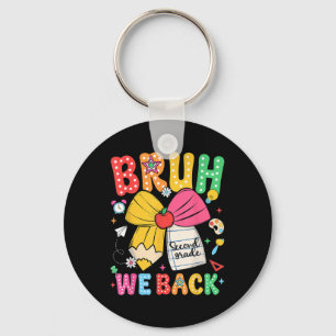 Bruh We Back 2nd Grade Pencil Bow Back To School B Key Ring