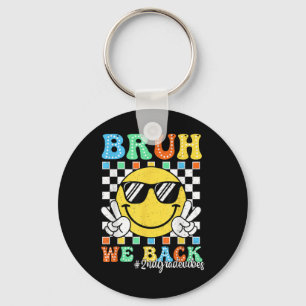 Bruh We Back 2nd Grade Vibes Back To School Smile Key Ring