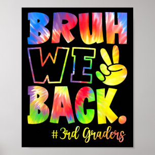 Bruh We Back 3rd Graders Third Grade Back To Schoo Poster