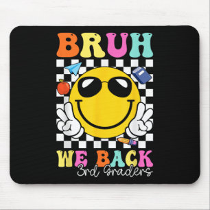 Bruh We Back 3rd Graders Third Grade Retro Back To Mouse Pad