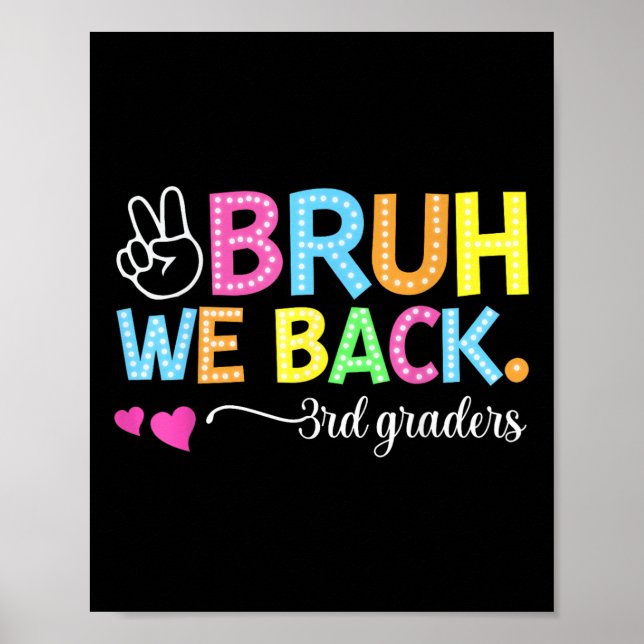 Bruh We Back 3rd Graders Third Grade Retro Back To Poster (Front)