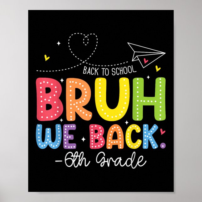 Bruh We Back 6th Grade Back To School Sixth Grade  Poster (Front)