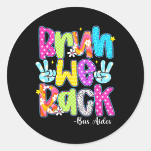 Bruh We Back Bus Aides Chequered Back To School Classic Round Sticker