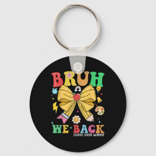 Bruh We Back School Social Worker Pencil Bow Back Key Ring
