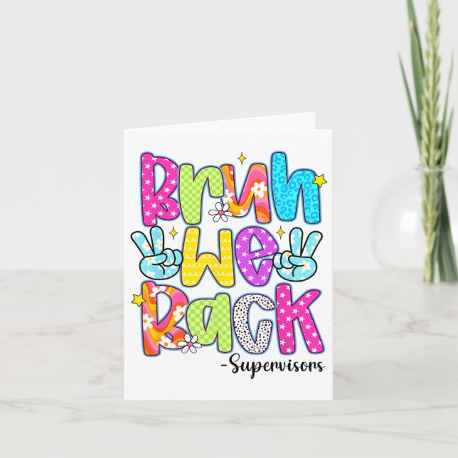 Bruh We Back Supervisors Leopard Back To School  Card (Front)