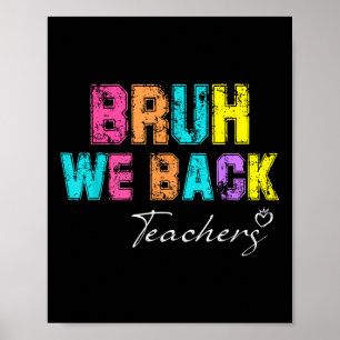 Bruh We Back Teachers Retro Vintage Back To School Poster