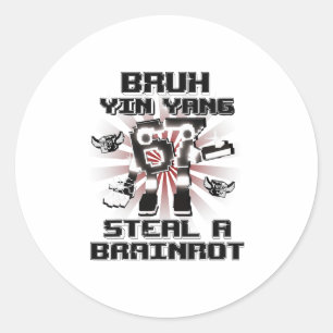 Bruh Yin Yang 67 Six Seven 6-7 Funny Brainrot For  Classic Round Sticker