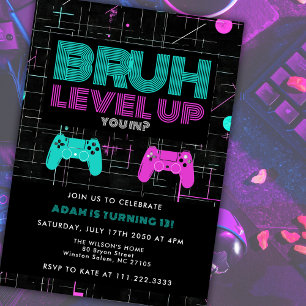 Bruh You In? Arcade Video Games Boy Cool Birthday  Invitation