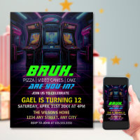 Bruh, You In? Neon Arcade Video Games Boy Birthday