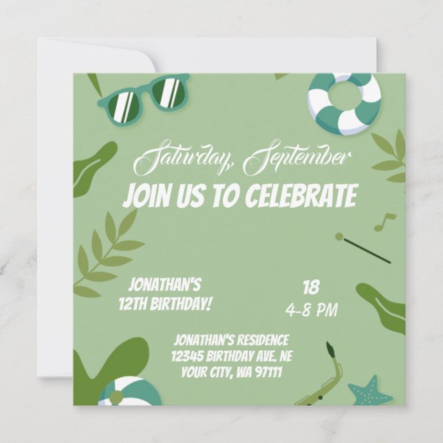 Bruh You In? Neon Glow Blue Green Boy Birthday  Save The Date (Front)