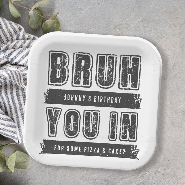 Bruh, You In? Pool Party Teen Boy Birthday Paper Plate (Creator Uploaded)