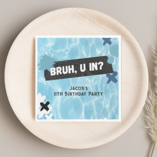 Bruh You In Summer Pool Party Teen Boy Birthday Napkin