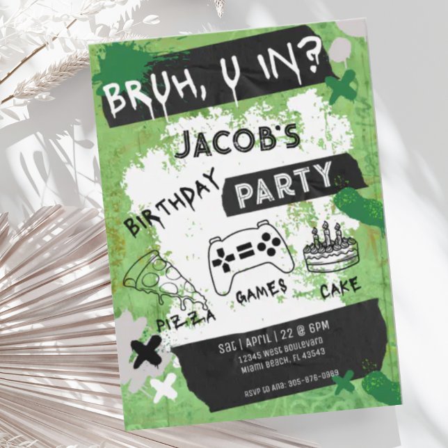 Bruh You In Video Game Teen Boy Birthday Invitation (Creator Uploaded)