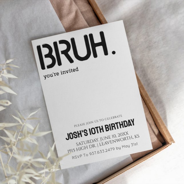 Bruh You're Invited Boys Birthday Invitation (Creator Uploaded)
