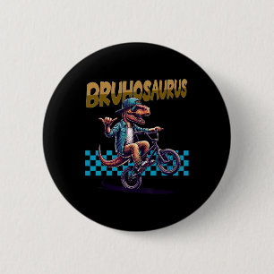 Bruhosaurus T-rex Dinosaur Riding Bmx Bike - Boys  6 Cm Round Badge