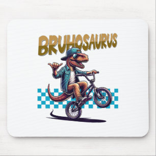 Bruhosaurus T-rex Dinosaur Riding Bmx Bike - Boys Mouse Pad