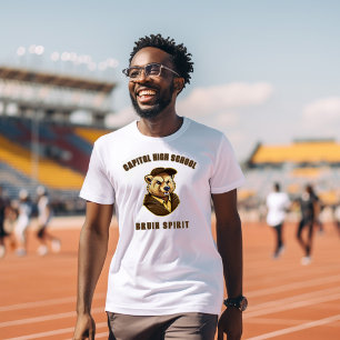 Bruin Mascot Brown & Gold - School College Team T-Shirt