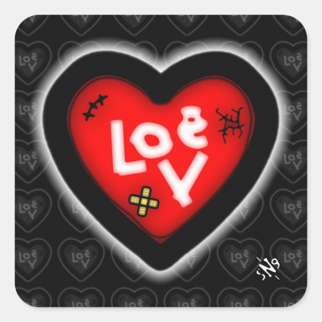 Bruised heart v1.1 square sticker (Front)
