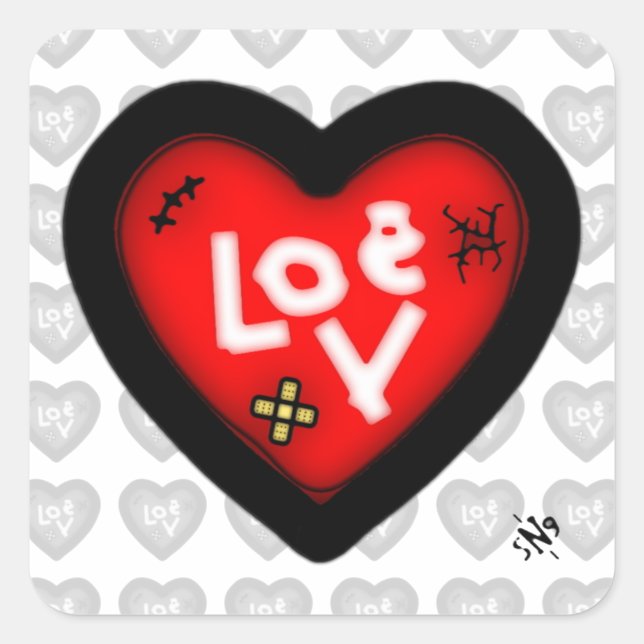 Bruised heart v1 square sticker (Front)