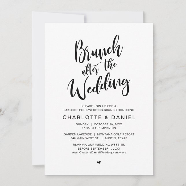 Brunch After The Wedding, Elopement Celebration Invitation (Front)