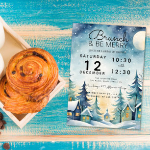 brunch and be merry Christmas party bunch lunch Invitation