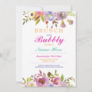 Brunch And Bubble Bridal Shower Floral Invite