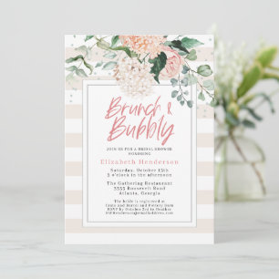 Brunch and Bubble Pink Floral Bridal Shower Invitation