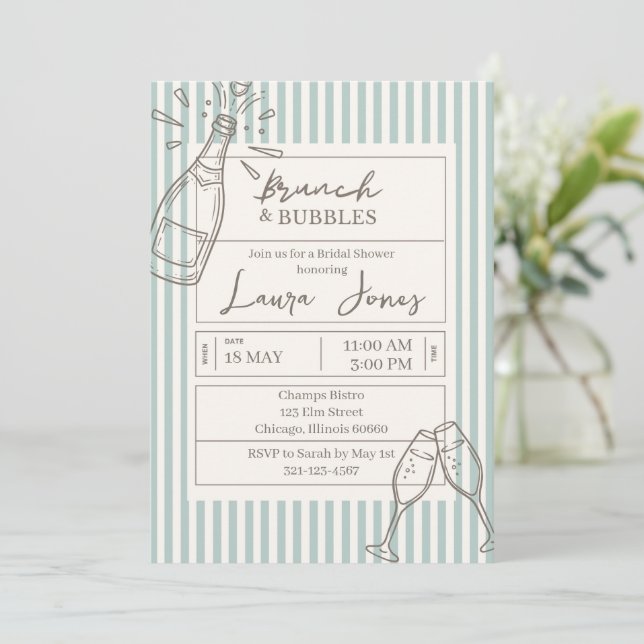 Brunch and Bubbles  Invitation (Standing Front)