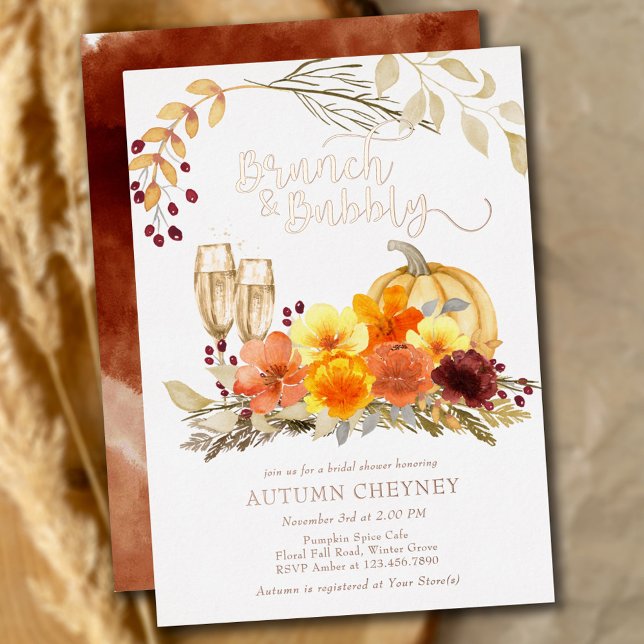 Brunch and Bubbly Autumn Bridal Shower Rose Gold (Creator Uploaded)