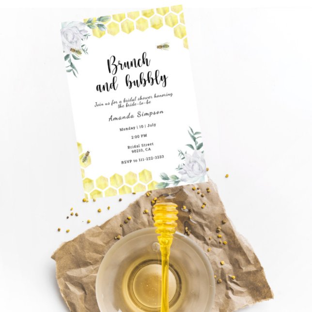 Brunch and bubbly - bee theme bridal shower invitation (Creator Uploaded)