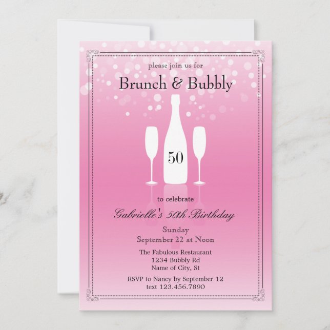 Brunch and Bubbly Birthday Invitation (Front)