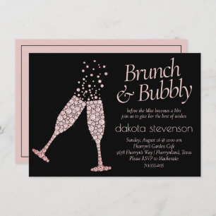 Brunch and Bubbly   Black and Blush Pink Shower Invitation