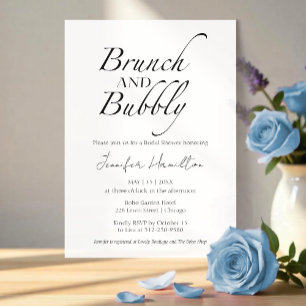 Brunch and Bubbly   Black & White Bridal Shower Invitation
