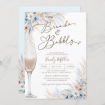 Brunch and Bubbly Blue Boho Pampas Bridal Shower Invitation<br><div class="desc">Bridal Shower Invitation in luxury elegant boho theme.Baby Blue and Beige and white,  dried grass and palm and pampas grass.</div>