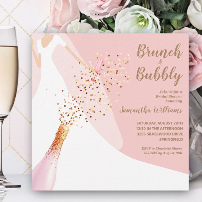 Brunch and Bubbly Blush Pink Bridal Shower Invitation (Creator Uploaded)