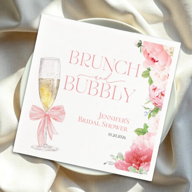 Brunch and Bubbly | Bow Wild Garden Bridal Shower Napkin (Creator Uploaded)