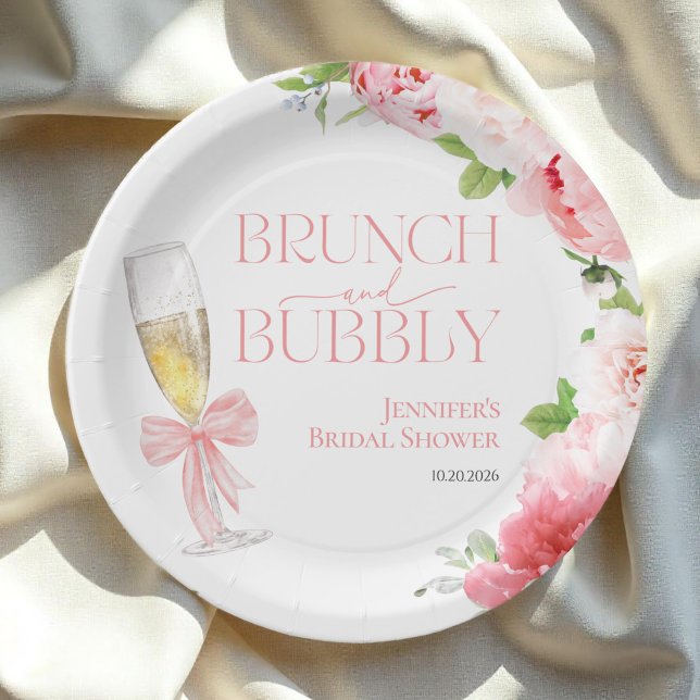 Brunch and Bubbly | Bow Wild Garden Bridal Shower Paper Plate (Creator Uploaded)