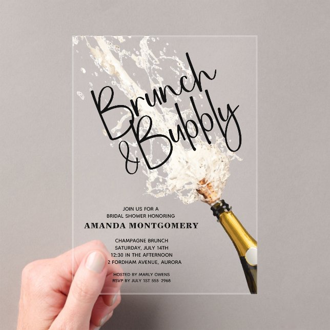 Brunch and Bubbly Bridal Shower Acrylic Invitations (Insitu (Handheld))