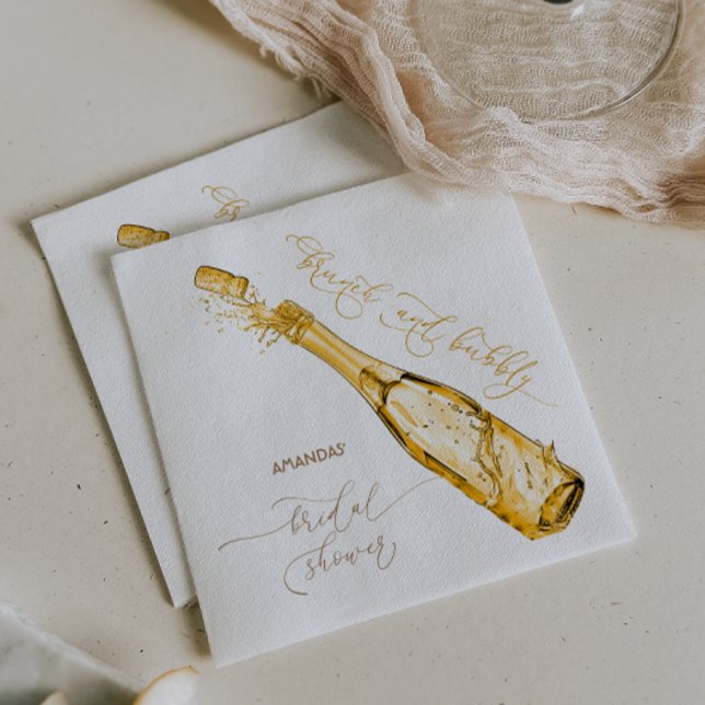 Brunch and Bubbly Bridal Shower Champagne Napkin (Creator Uploaded)