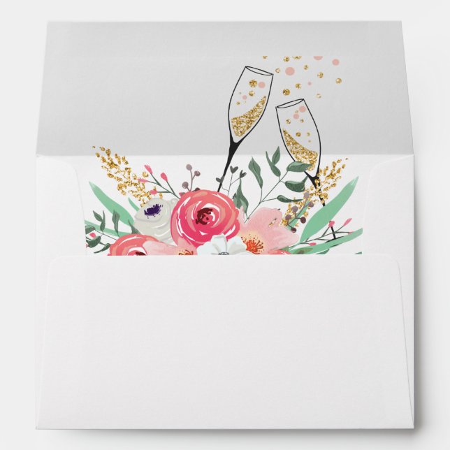 Brunch and bubbly Bridal shower Envelope Champagne (Back (Bottom))