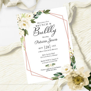 Brunch And Bubbly Bridal Shower Greenery Floral I Invitation