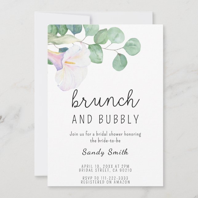 Brunch and bubbly bridal shower invitation (Front)