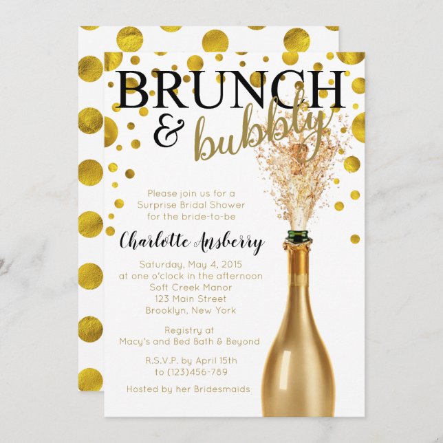 Brunch and Bubbly Bridal Shower Invitation (Front/Back)