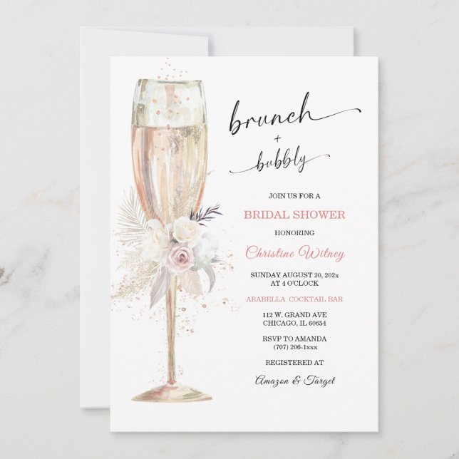 Brunch and Bubbly Bridal Shower Invitation (Front)