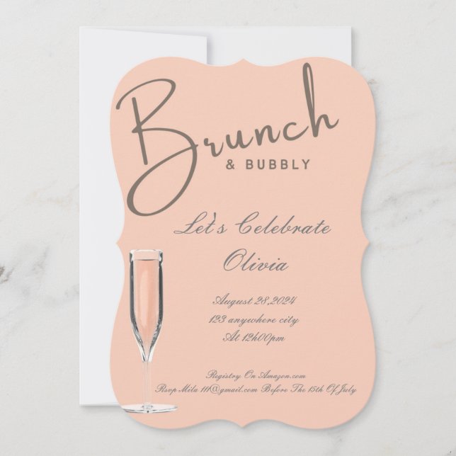 BRUNCH AND BUBBLY BRIDAL SHOWER INVITATION (Front)