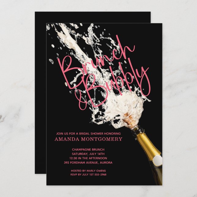 Brunch and Bubbly Bridal Shower Invitation (Front/Back)